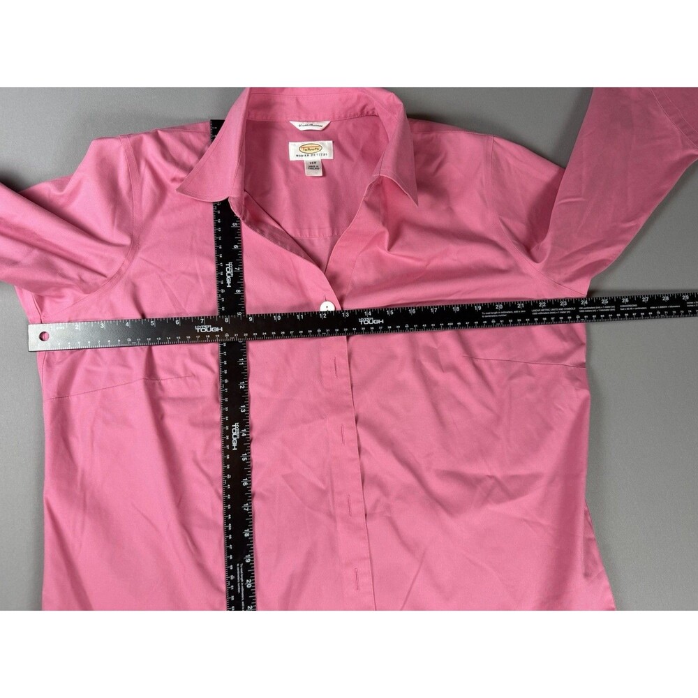 Talbots Pink Button Down Shirt Women Petite 14W Wrinkle Resistant Cotton Blouse - Picture 5 of 8